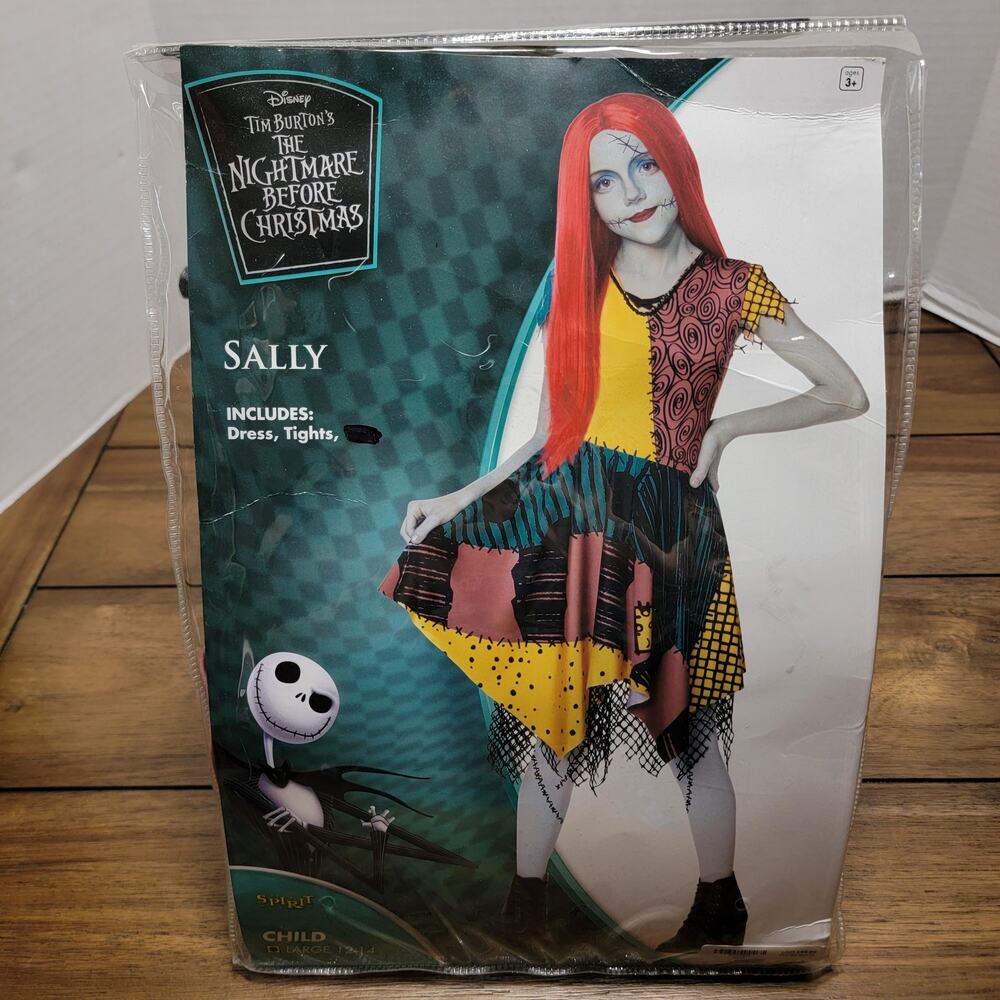 2Pc Disney's Nightmare Before Christmas Child Sally Costume - Size Large (12-14)